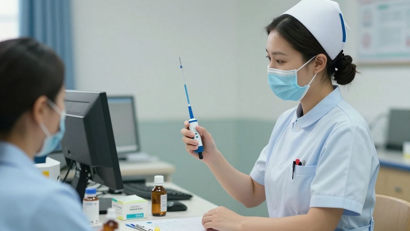 Nurse in training for medication aide classes.