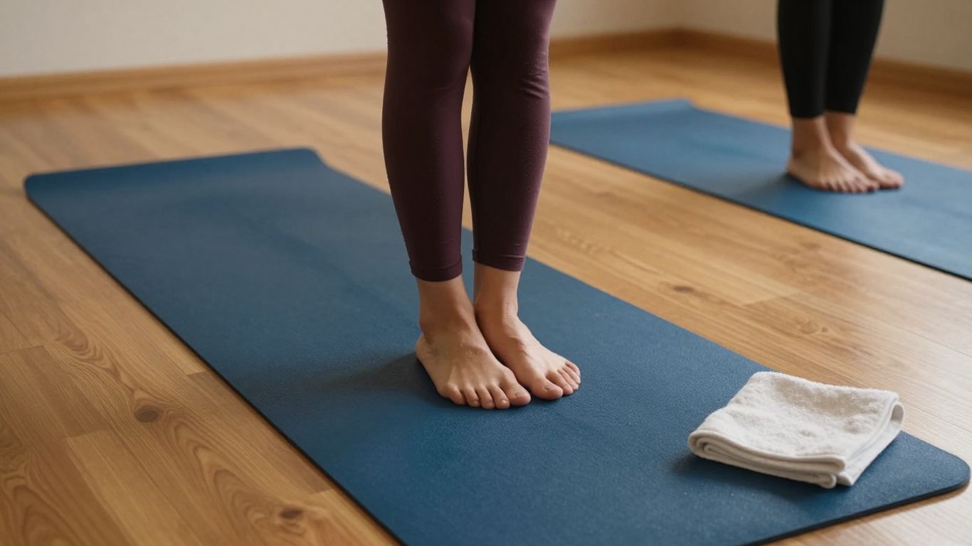 Sweaty yoga practice on grippy mat