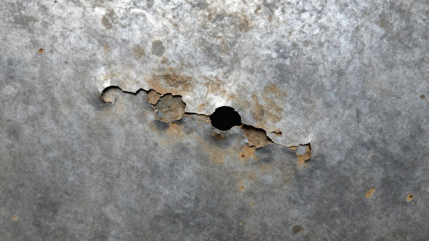 Metalloberfläche mit Lochfraß und Korrosion