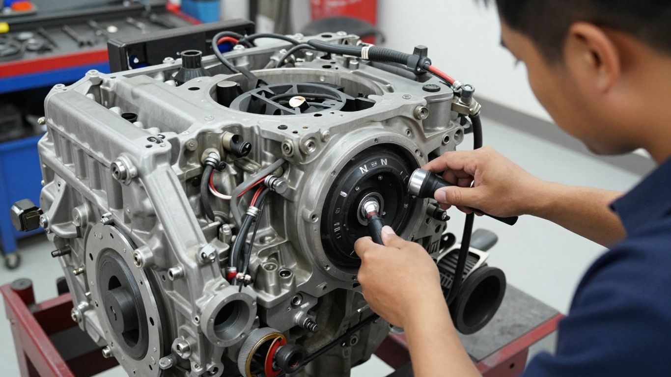 Nissan engine ready for careful inspection