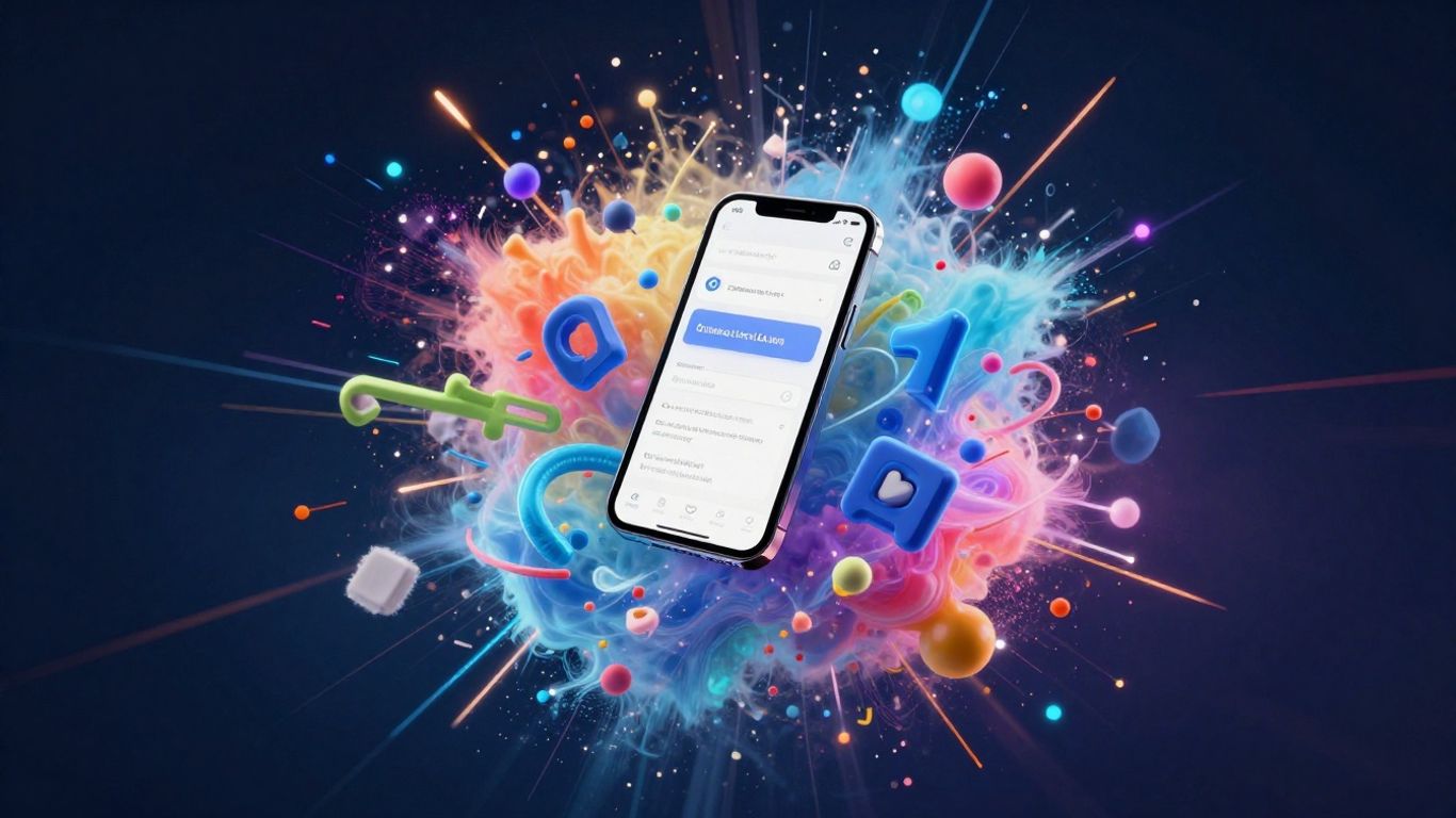 Exciting online product launch with digital energy and upward momentum.