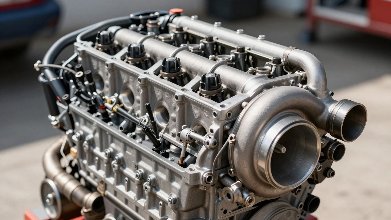 Used diesel engine with visible components for sale.