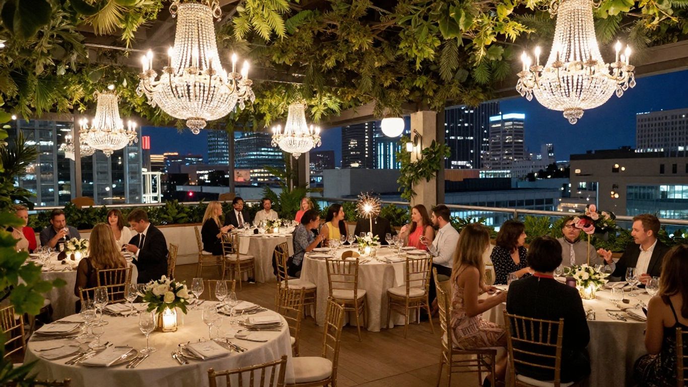 Dallas celebration venues with elegant decor and city views.