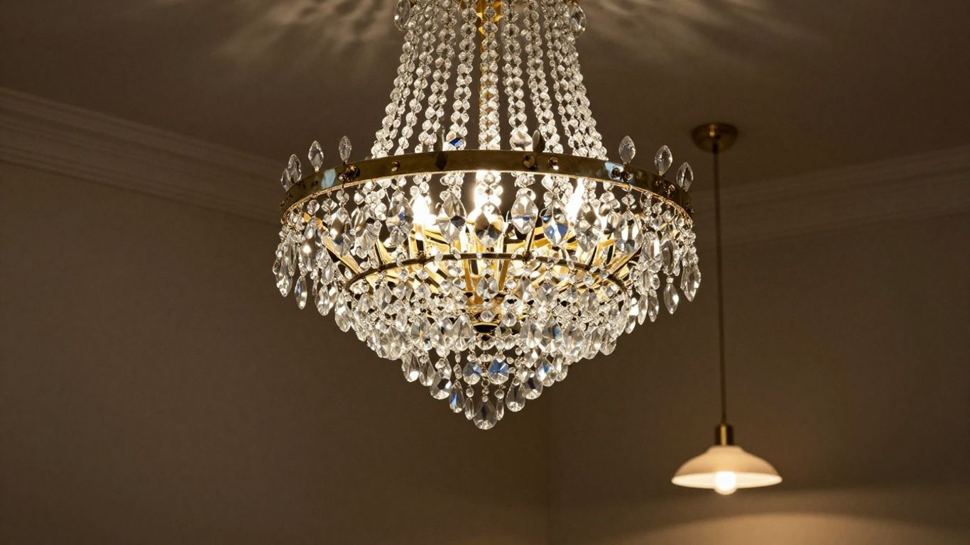 Elegant chandeliers and pendant lights in a UK home.