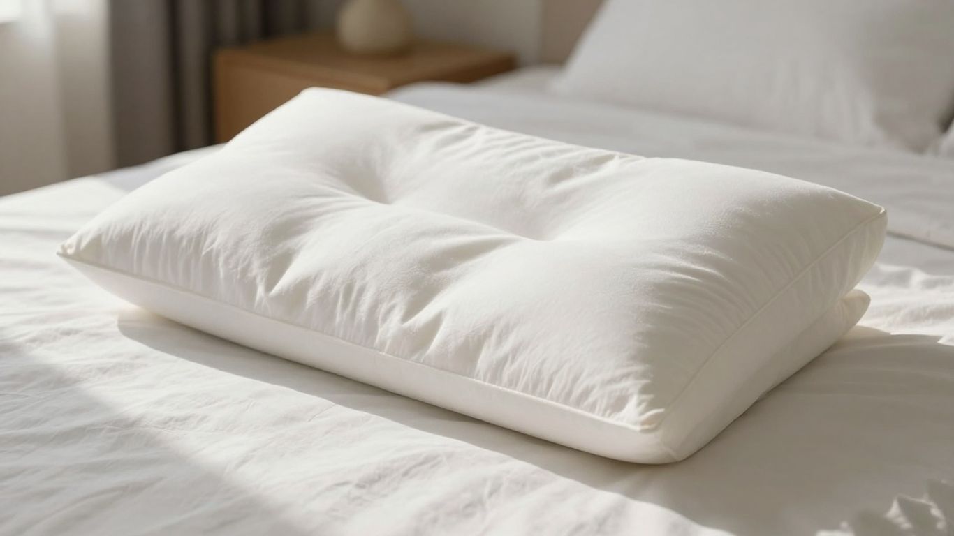 Comfortable memory foam pillow on a bed.
