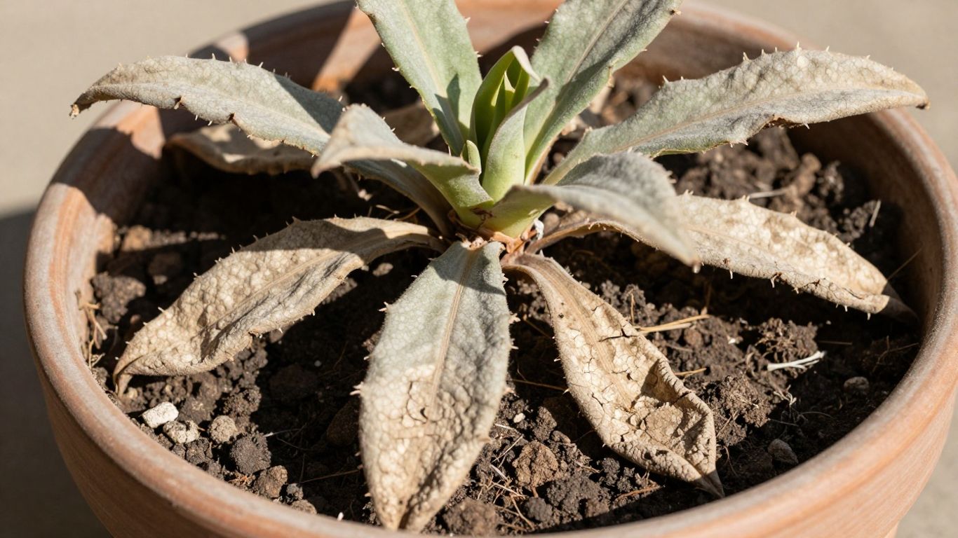 Welke plant in de zomerzon, droge aarde.