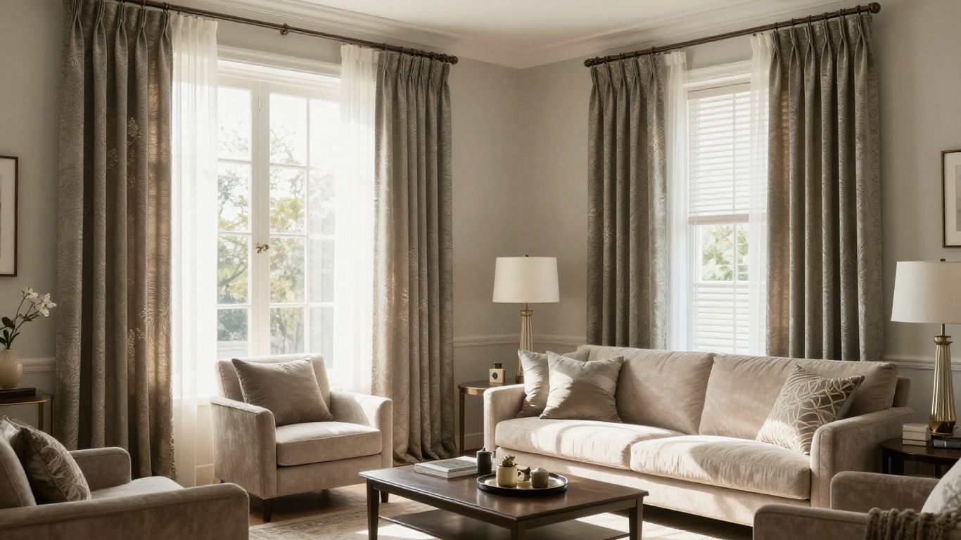 Custom window treatments in a sunlit Bergen County home.