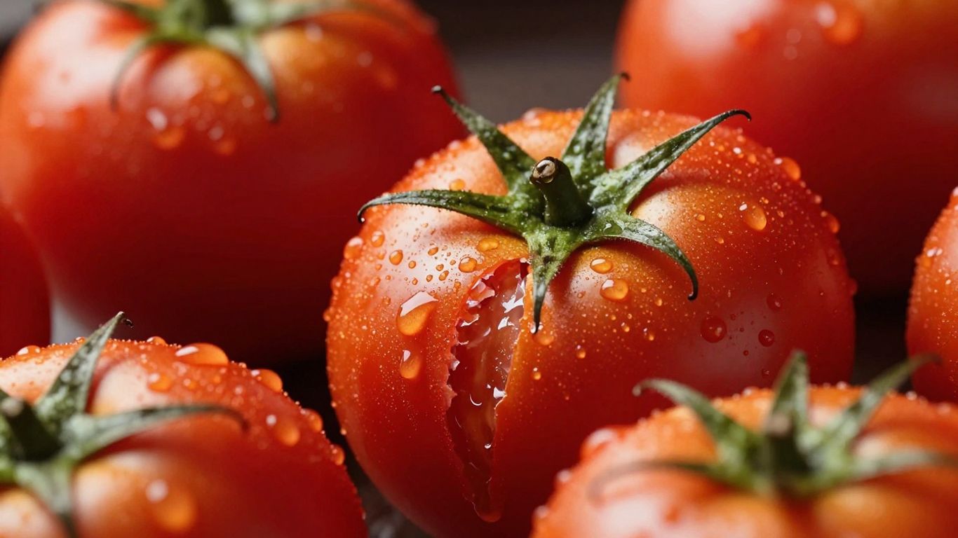Aufgeplatzte Frucht mit sichtbaren Safttröpfchen