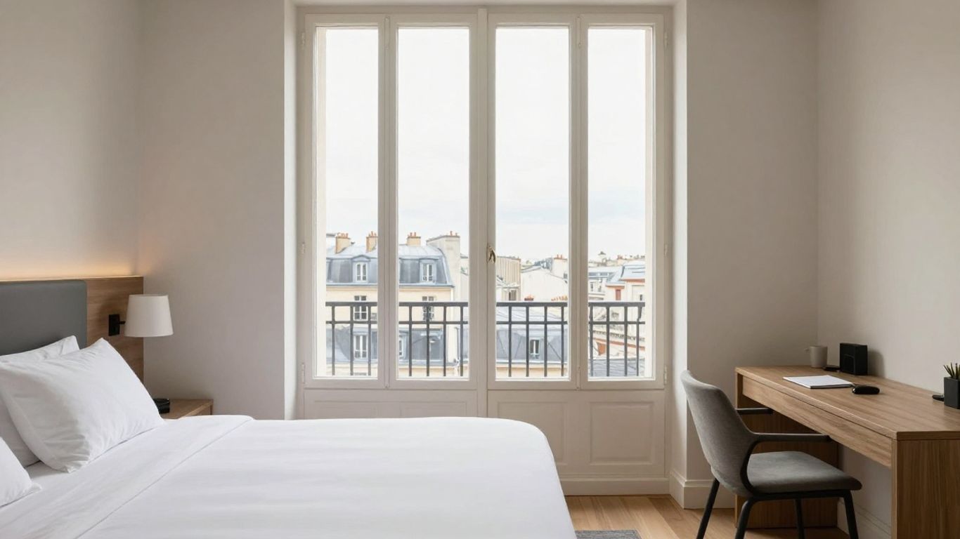 Chambre d’hôtel parisienne lumineuse et soigneusement préparée
