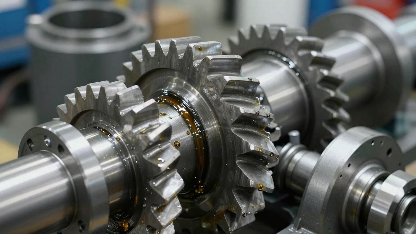 A close-up view of industrial gear assembly