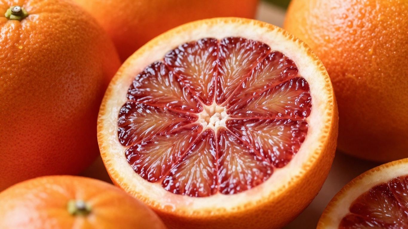 Juicy blood oranges with deep red flesh
