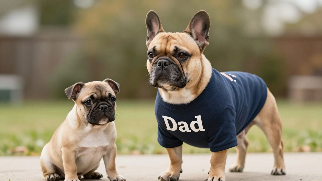 French bulldog dad with his puppy on Father