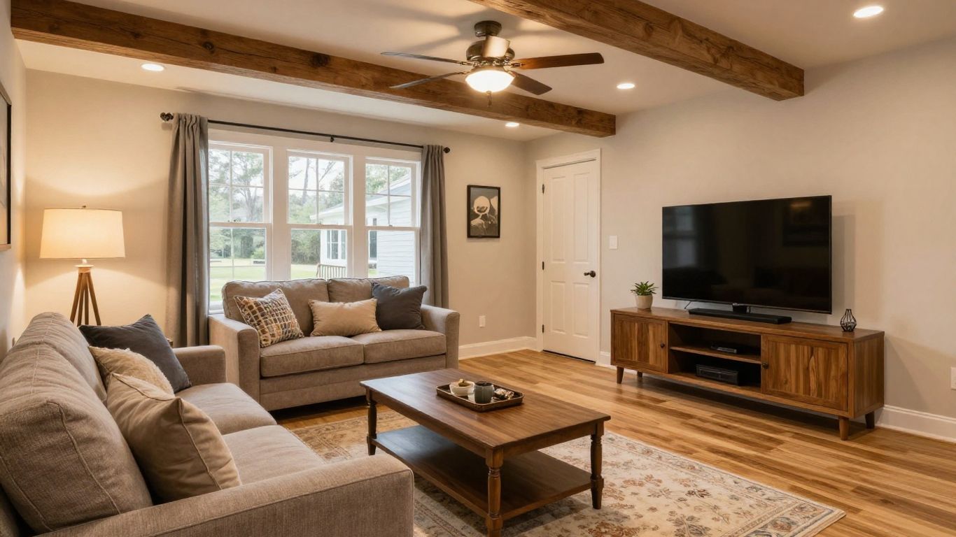 Finished basement living area in Georgia home