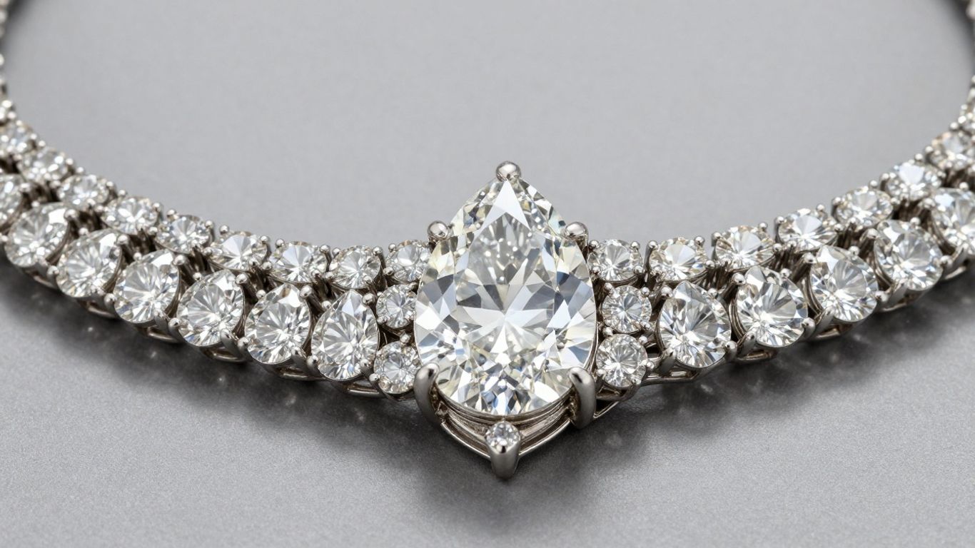 Intricate vintage diamond necklace with brilliant-cut stones.