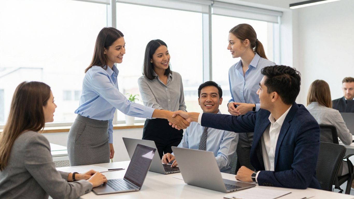 Young professionals collaborating in a modern office
