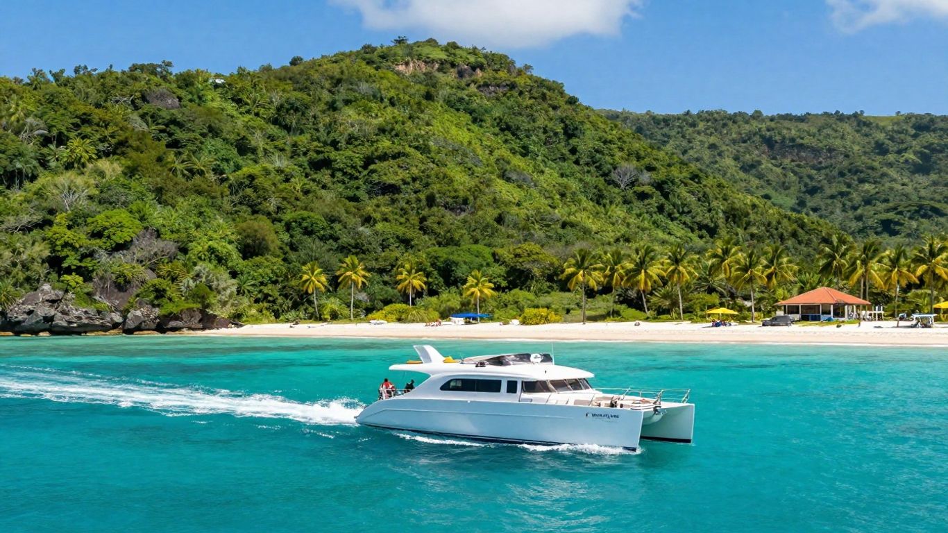 Catamaran sailing in Grenada's clear turquoise waters.