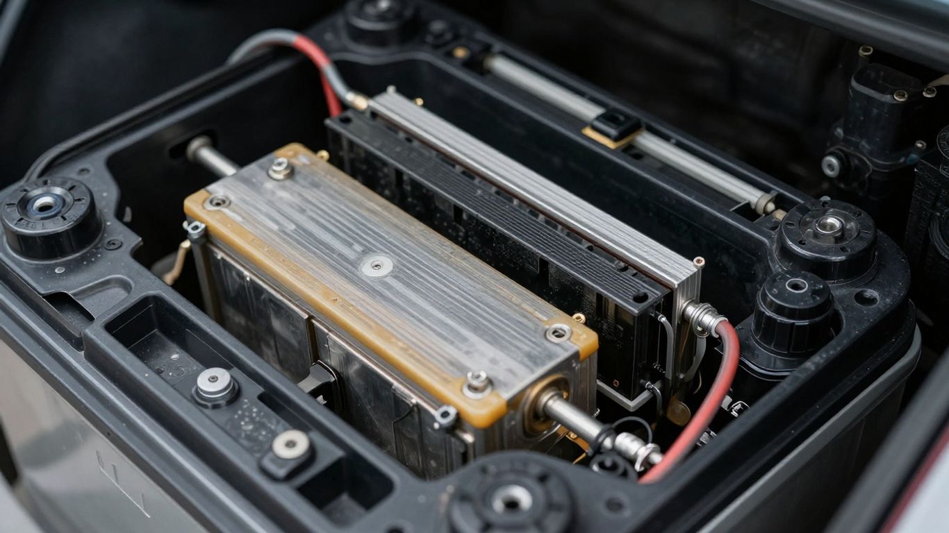 Batterie de voiture en cours de recyclage