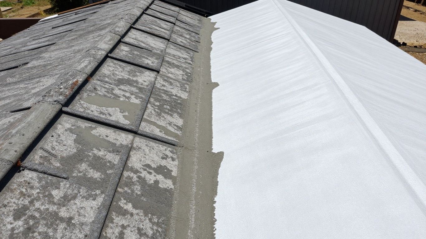 Roof cement patch versus professional roof repair comparison.