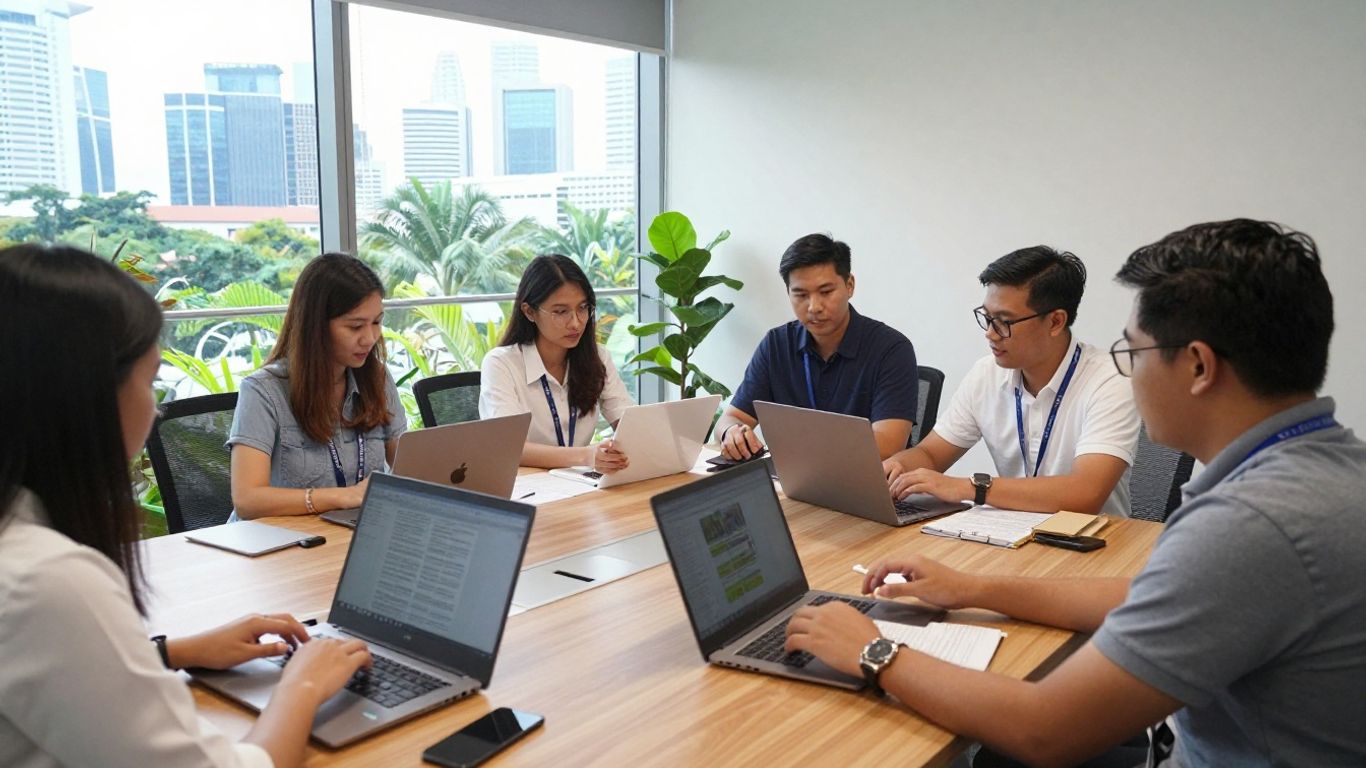 Singapore marketing team reviewing campaign plans