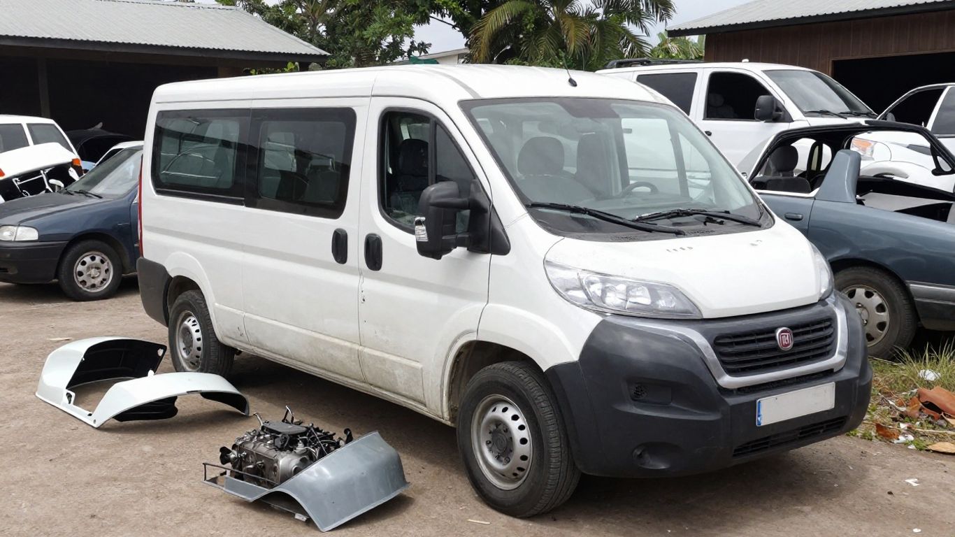 Fiat Ducato van parts at a Perth wrecking yard.