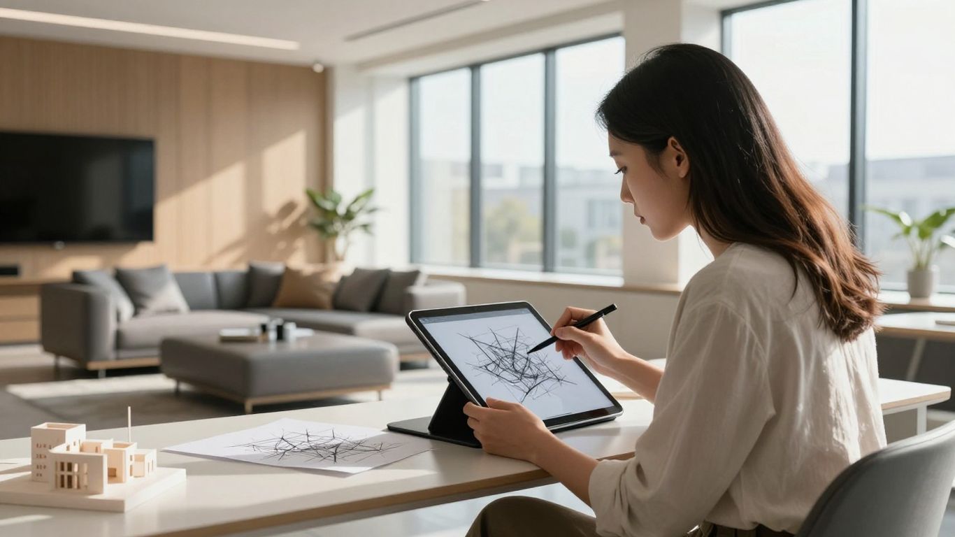 Interior designer working in a modern studio.