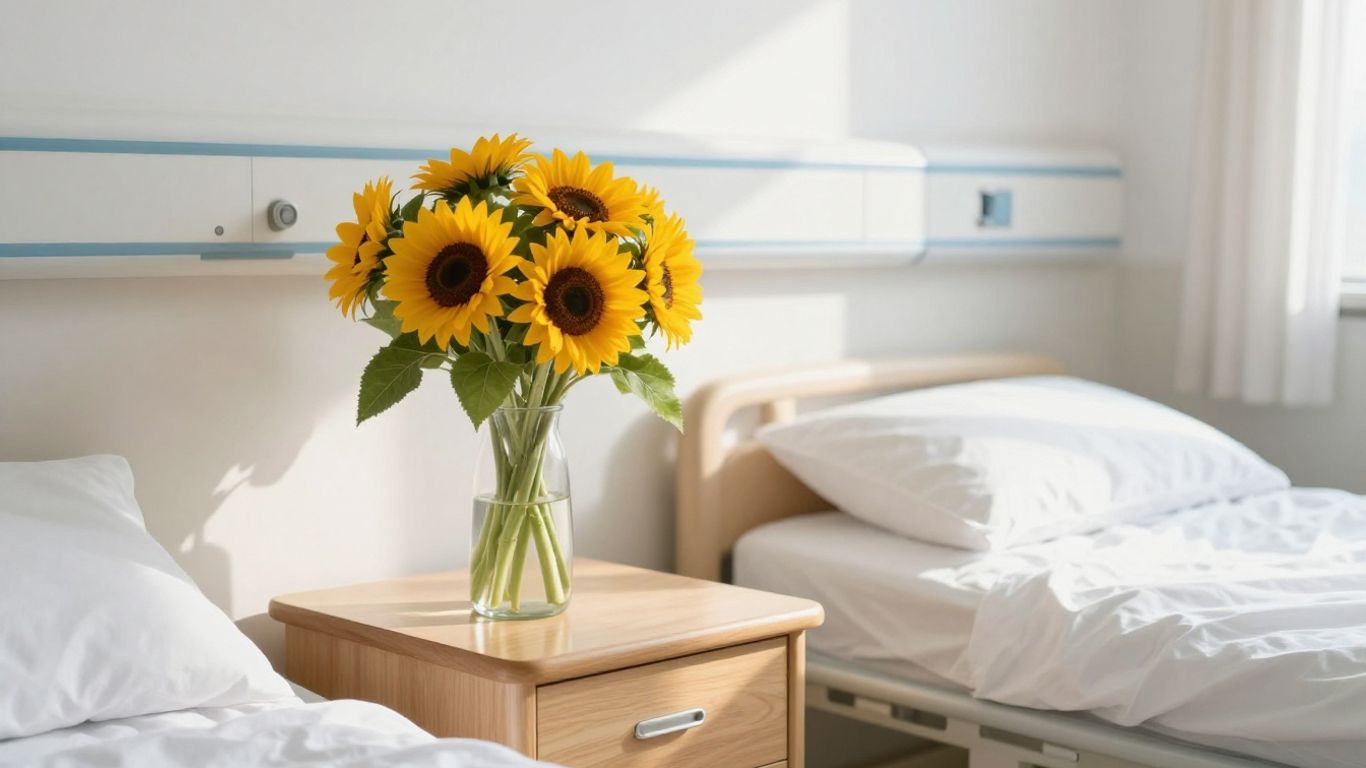 Bright flowers in a hospital room