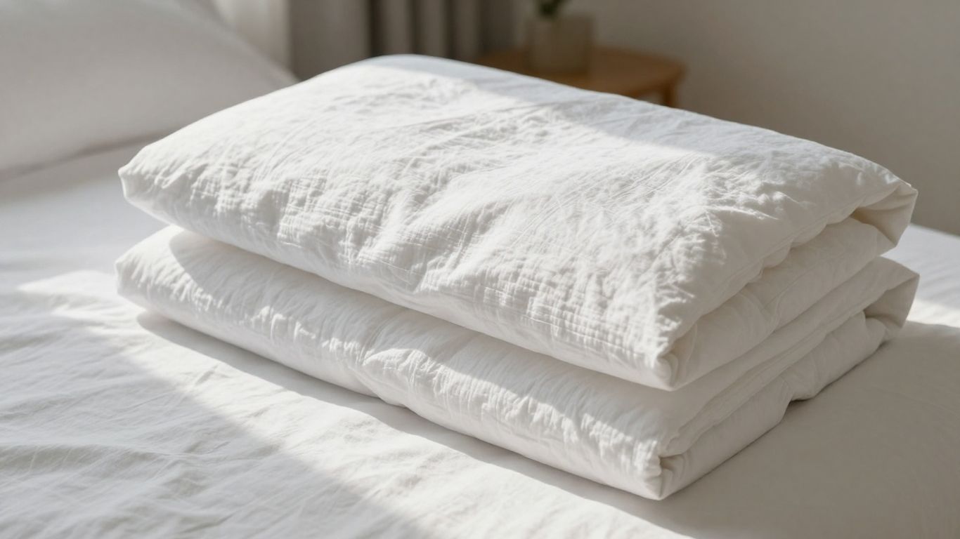 White percale cotton duvet cover on a bed.