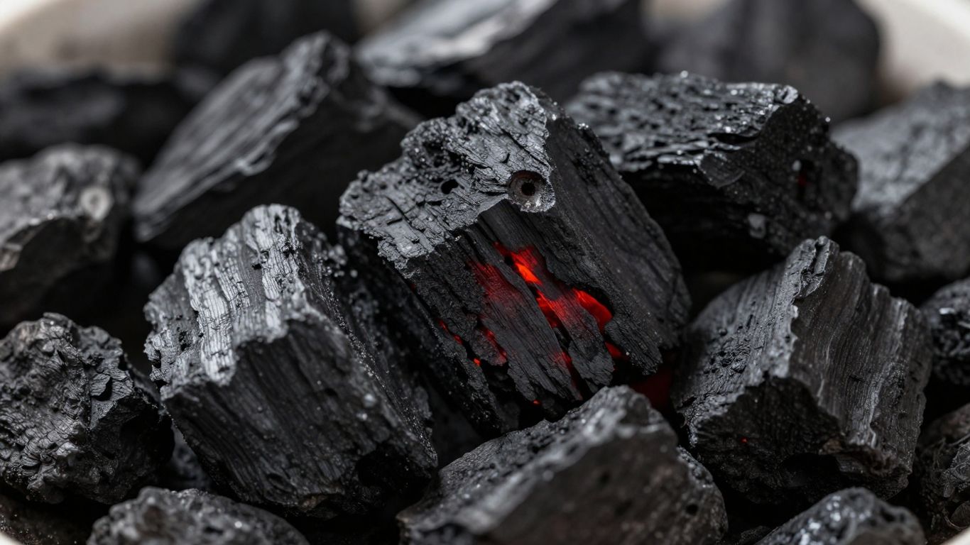 Pile of lump charcoal for grilling