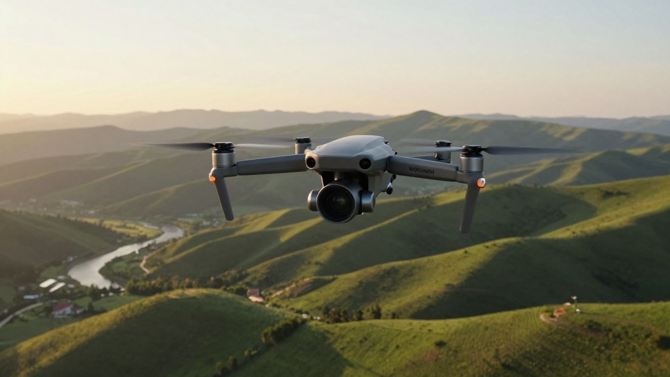 Detailed aerial landscape captured by compact drone