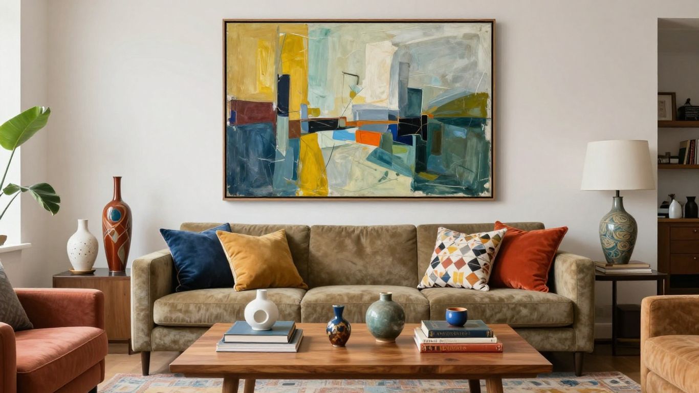 Living room with art and collectibles