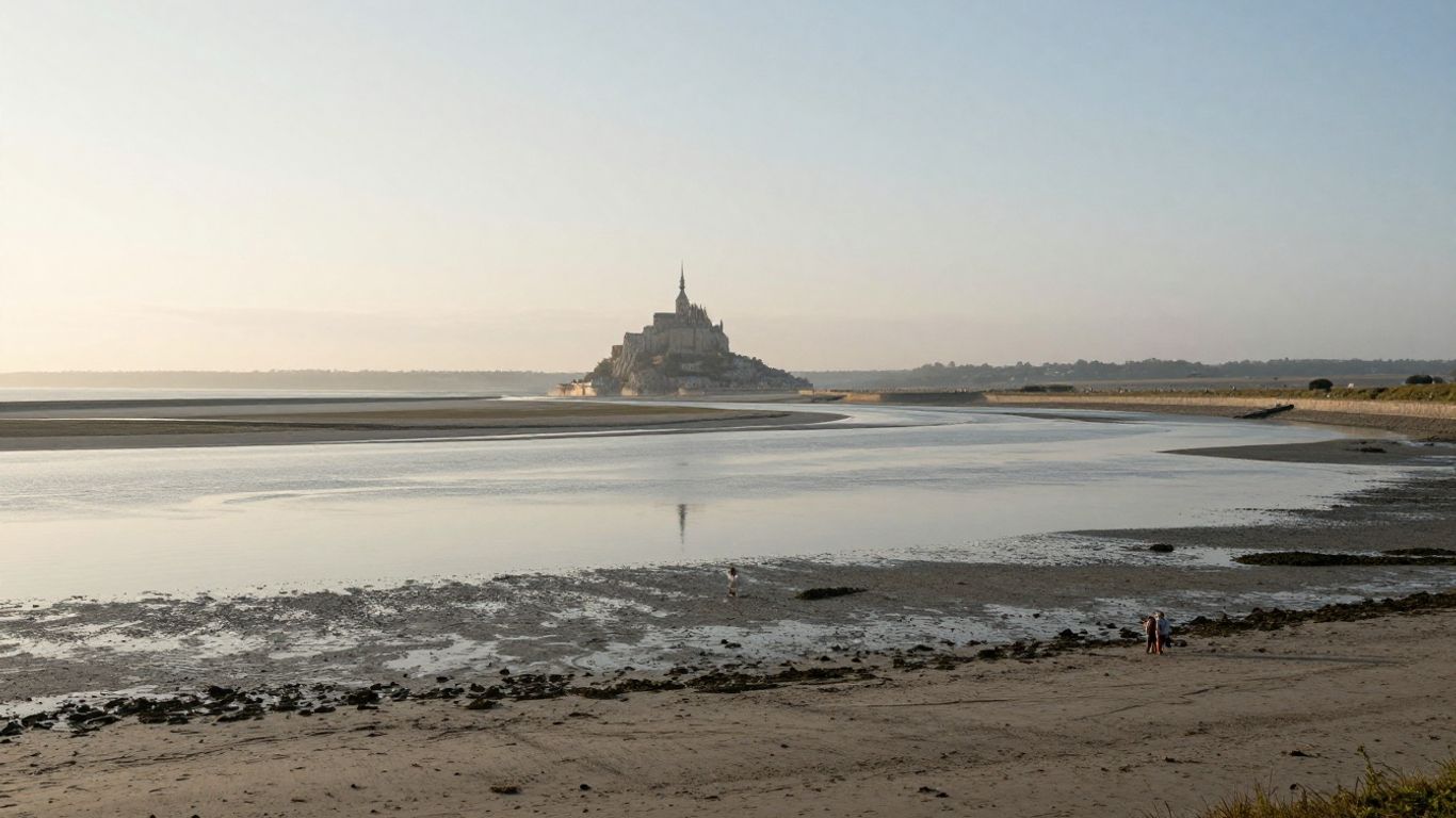 Mont Saint-Michel rising above the tidal bay