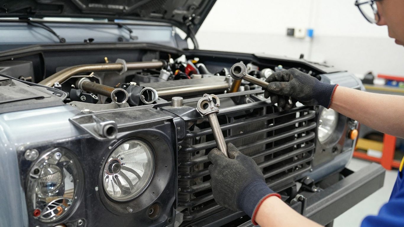Front steering rack during vehicle inspection