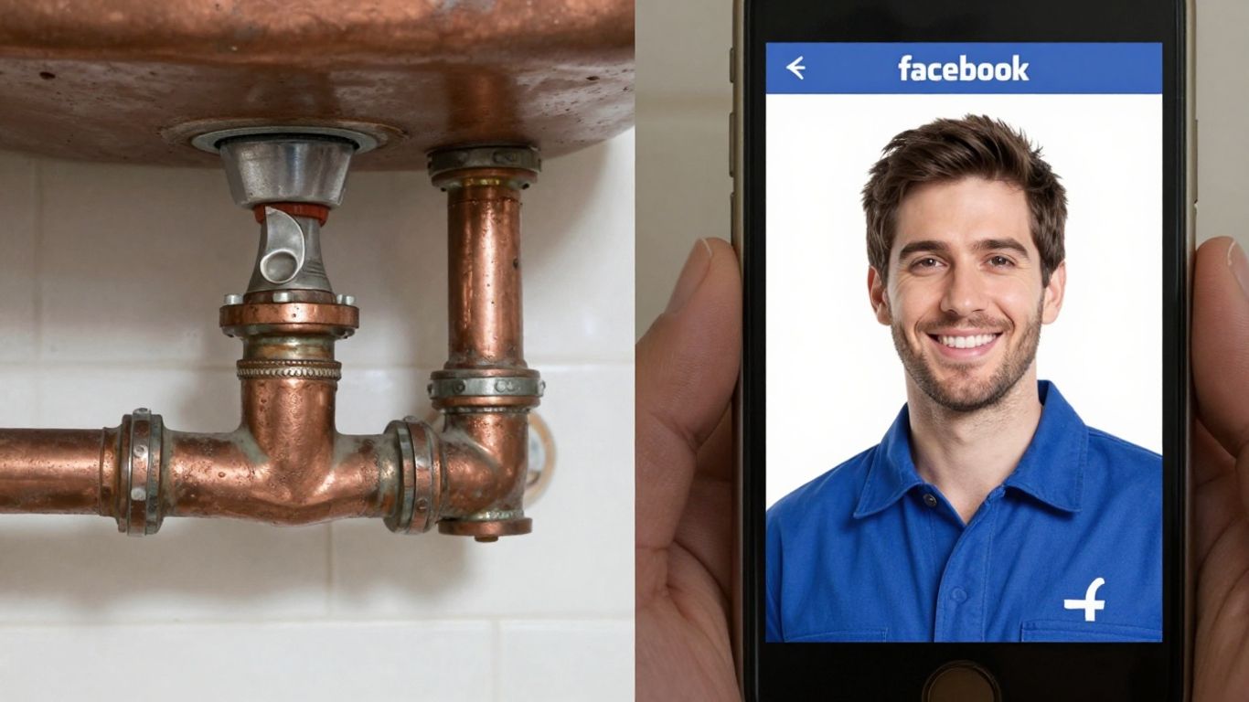 Plumber advertising on Facebook to homeowners with old pipes.