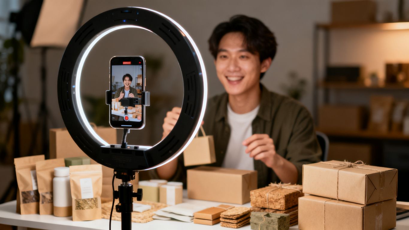 Creator hosting live product shopping