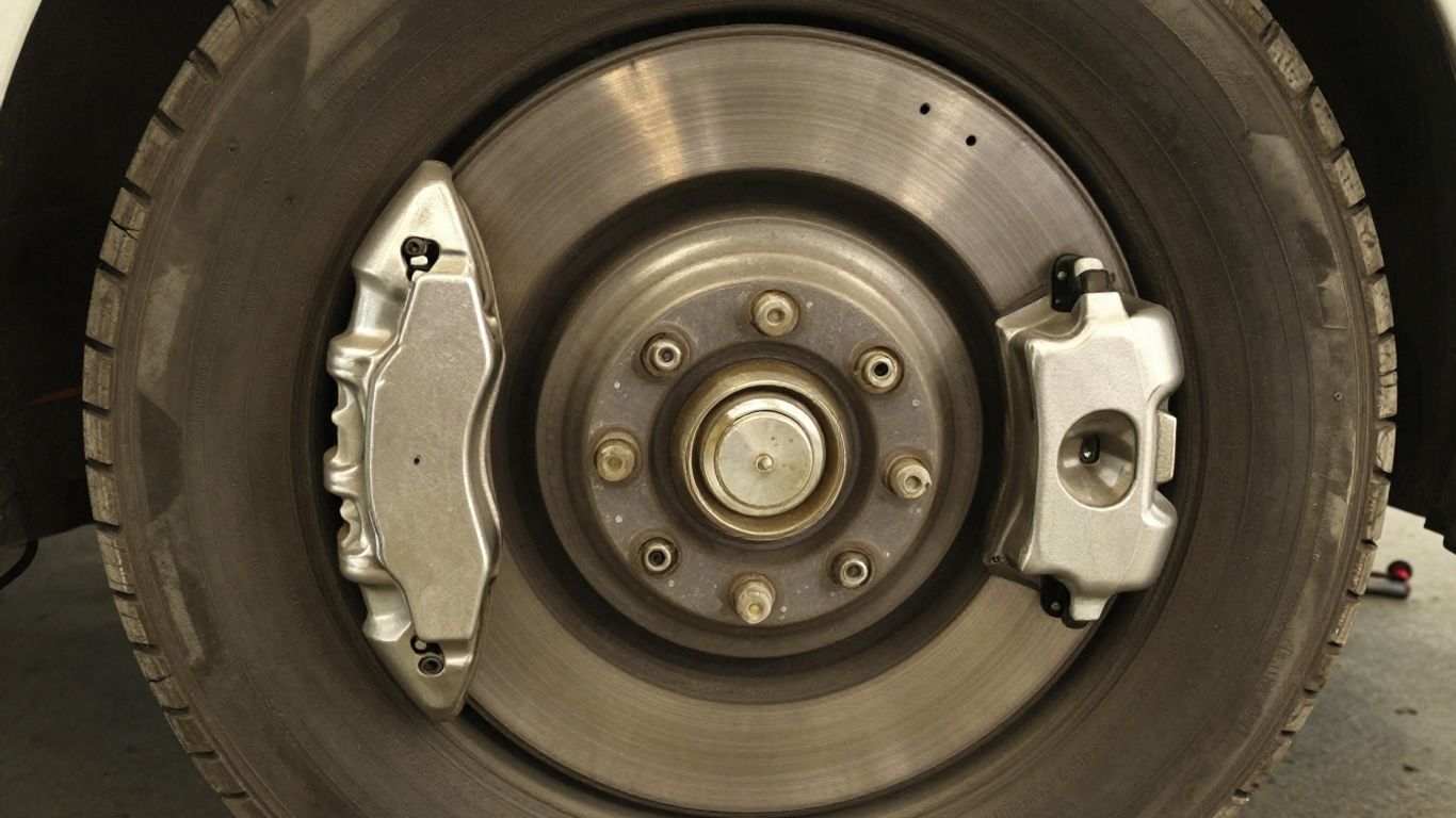 Close view of clean brake disc and caliper
