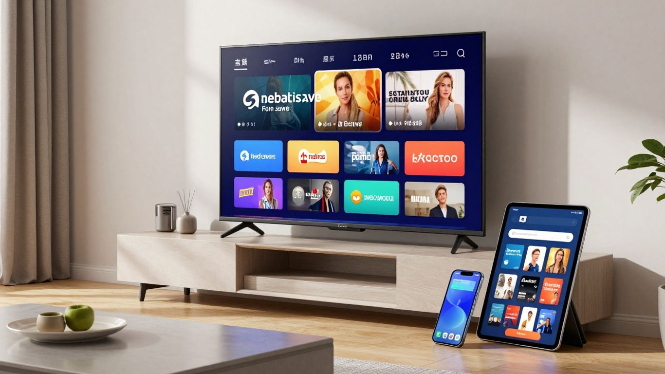 شاشة تلفزيون ذكي تعرض واجهة IPTV Smarters Pro