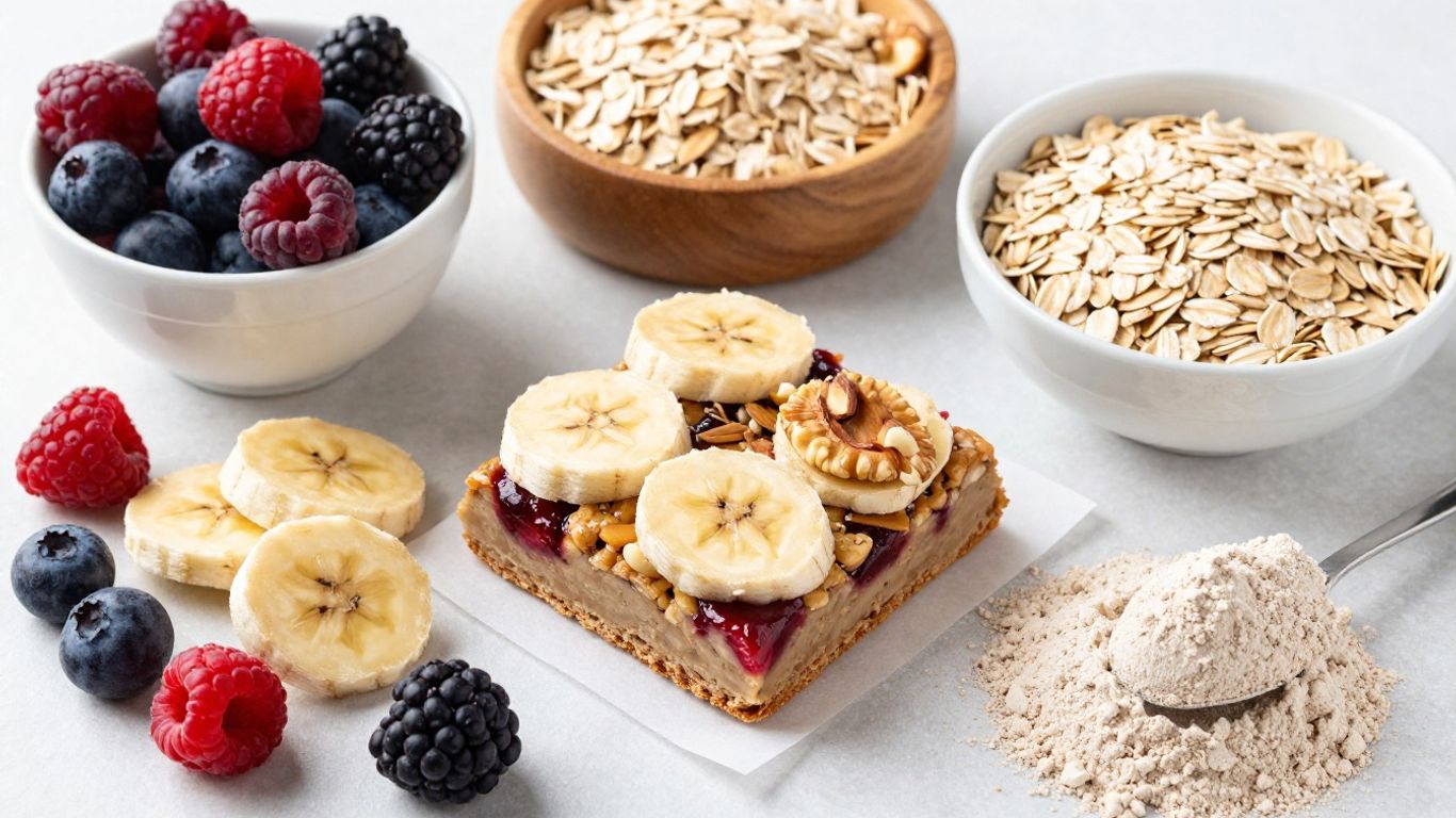 Ingredients for healthy batch breakfast bars.