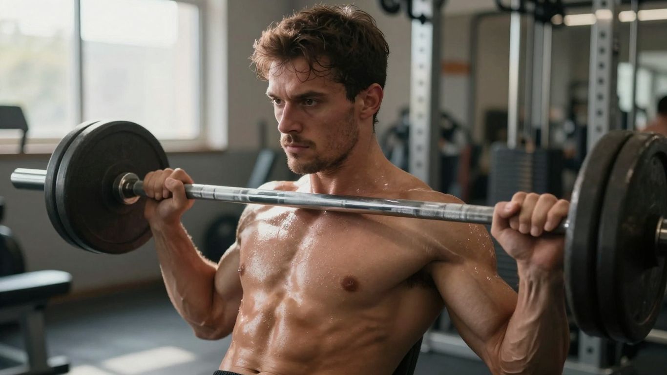 Man lifting weights for muscle gain