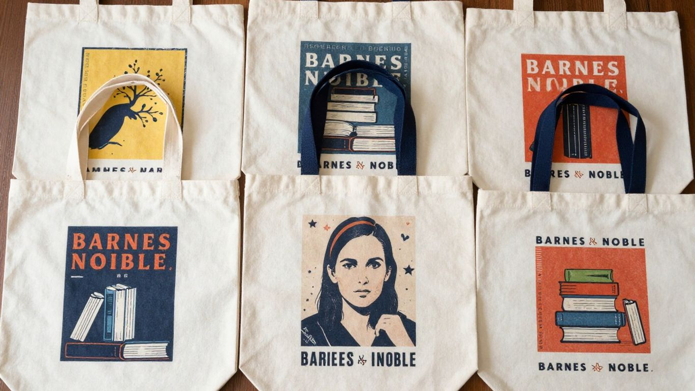 Barnes and Noble tote bags with book designs