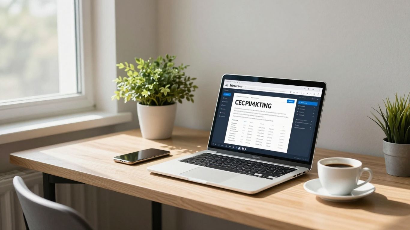 Büro mit Laptop und Pflanzen