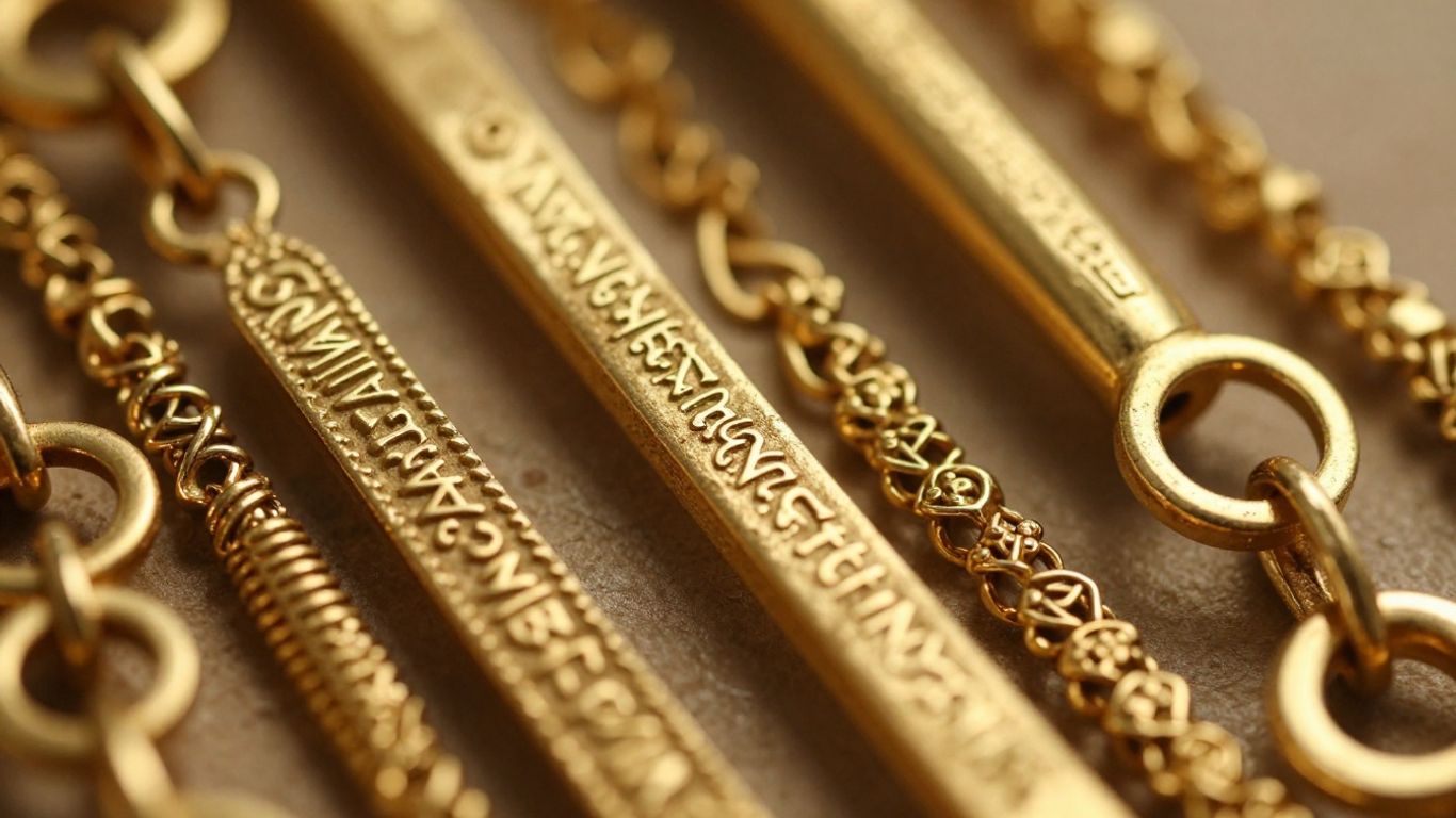 Hallmarked gold jewellery close-up