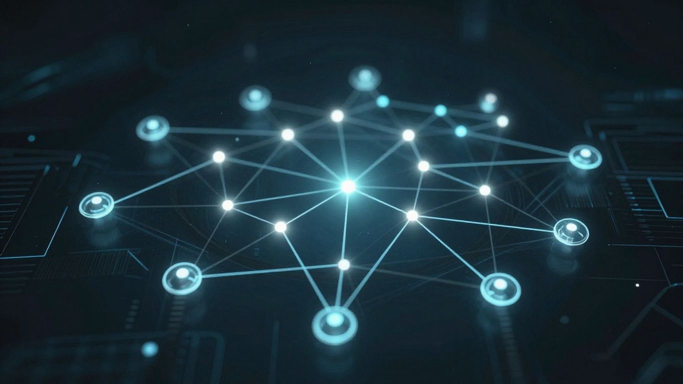 Interconnected data points forming a digital network structure.