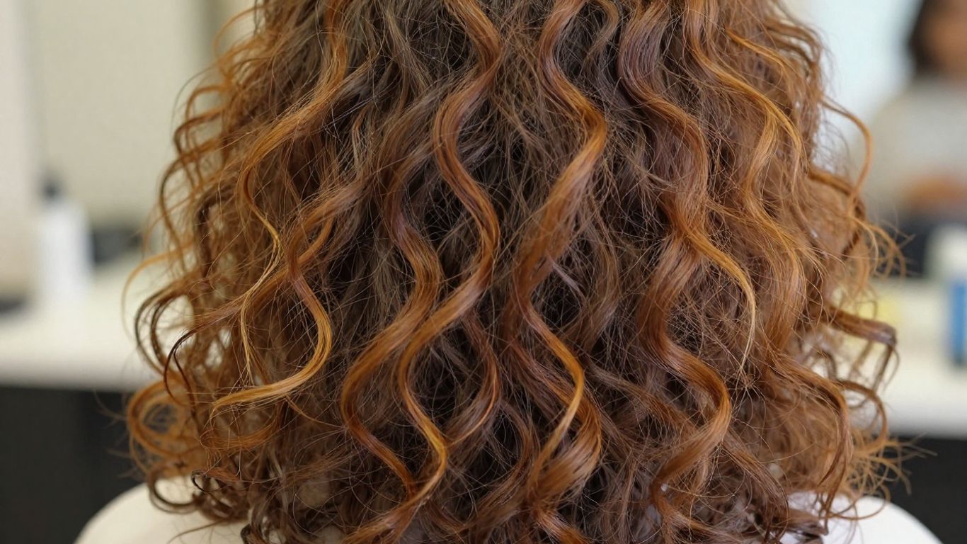 Healthy, shiny curly hair with natural texture.