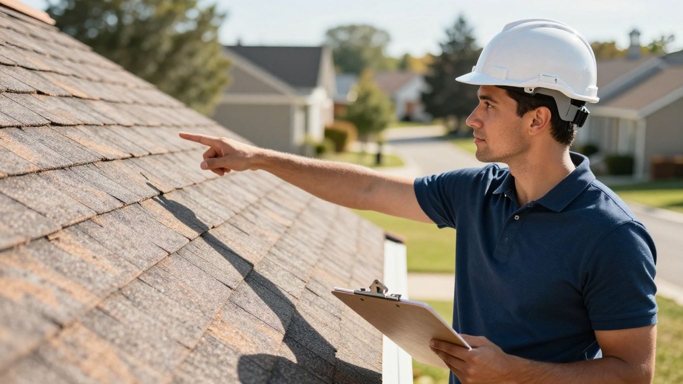 Roofing salesperson closing a deal with a homeowner.