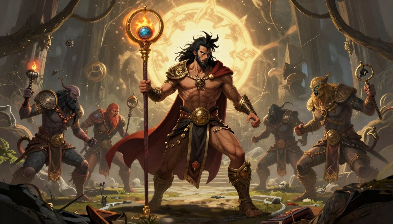 Zagreus enfrentando inimigos no Submundo de Hades enquanto bênçãos dos deuses formam uma build de combate poderosa