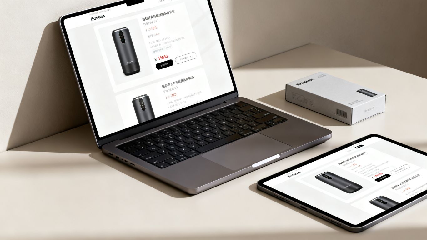 Clean Amazon product listing displayed on laptop