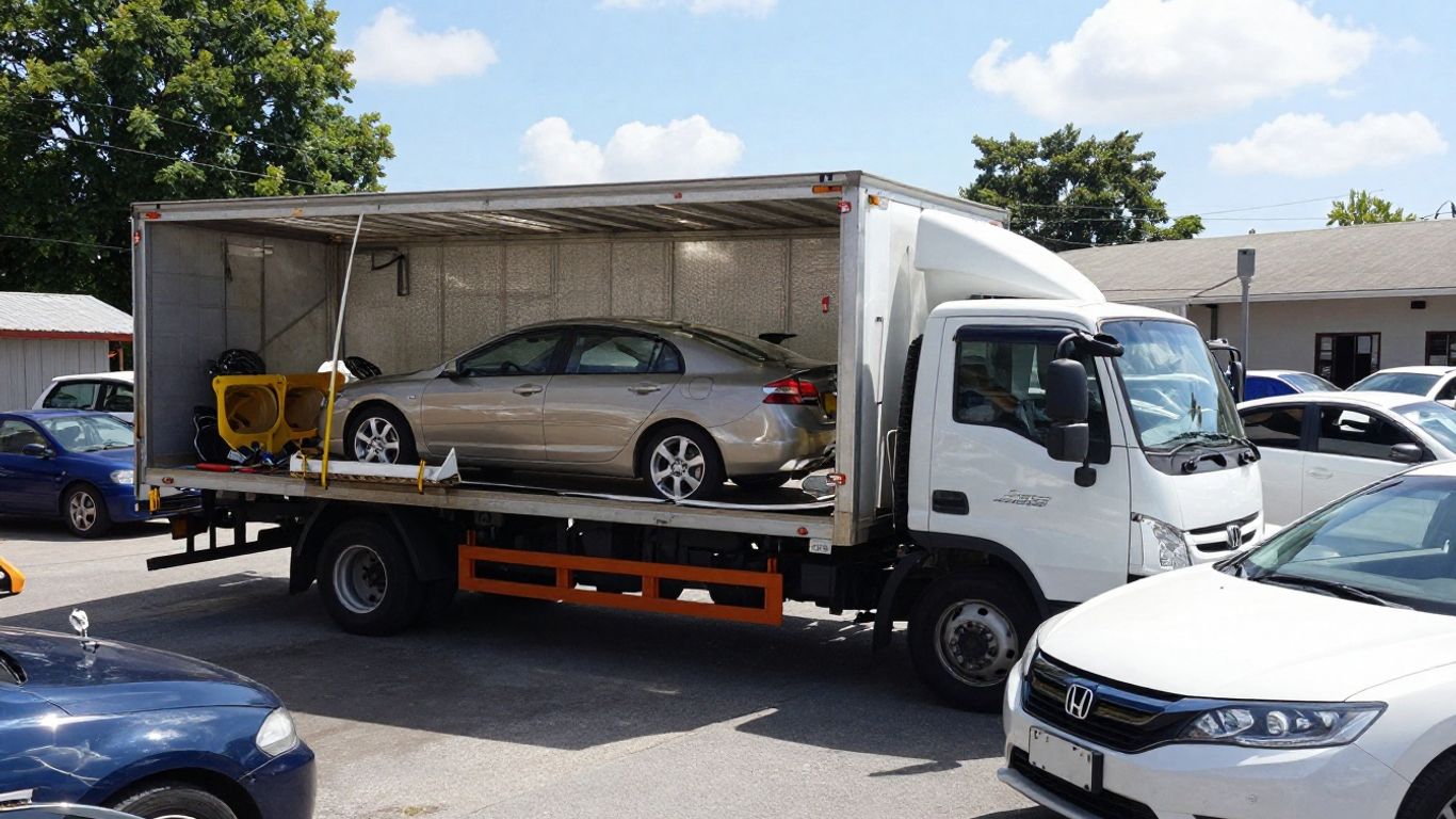 Honda car parts and vehicles ready for shipping.