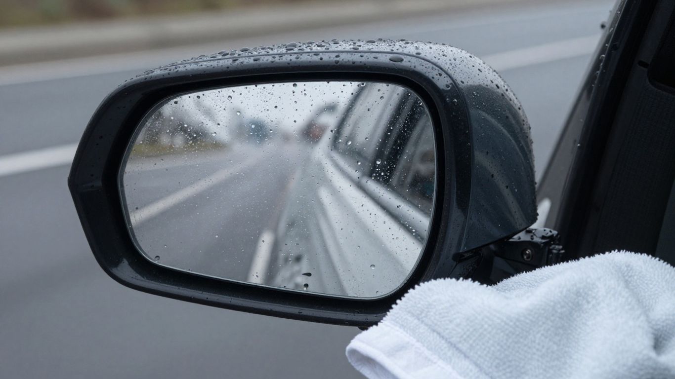 Clean Tesla mirror housing in sunlight