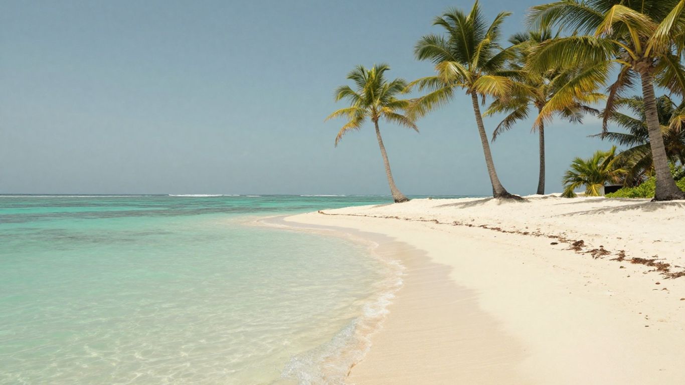 Palm trees on sunny beach