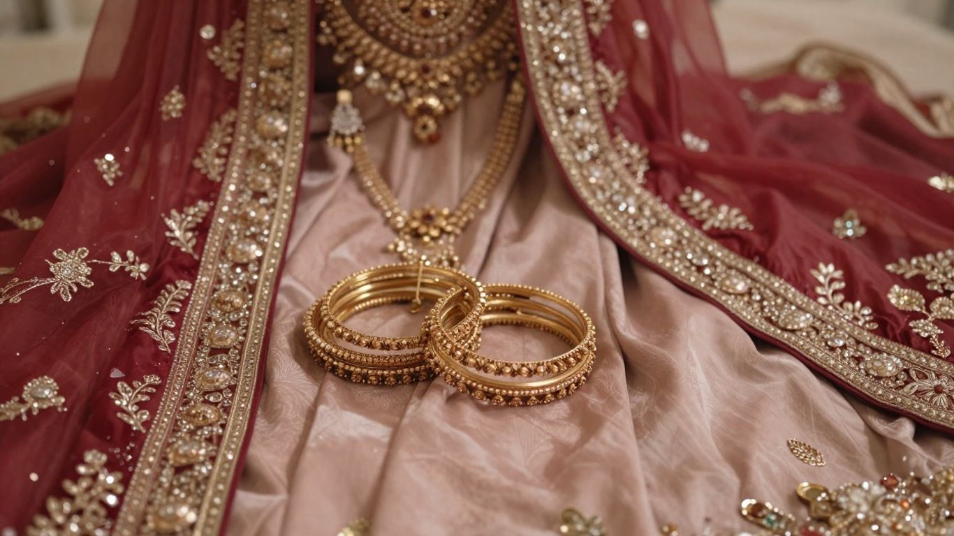 Bridal bangles styled with embroidered wedding attire